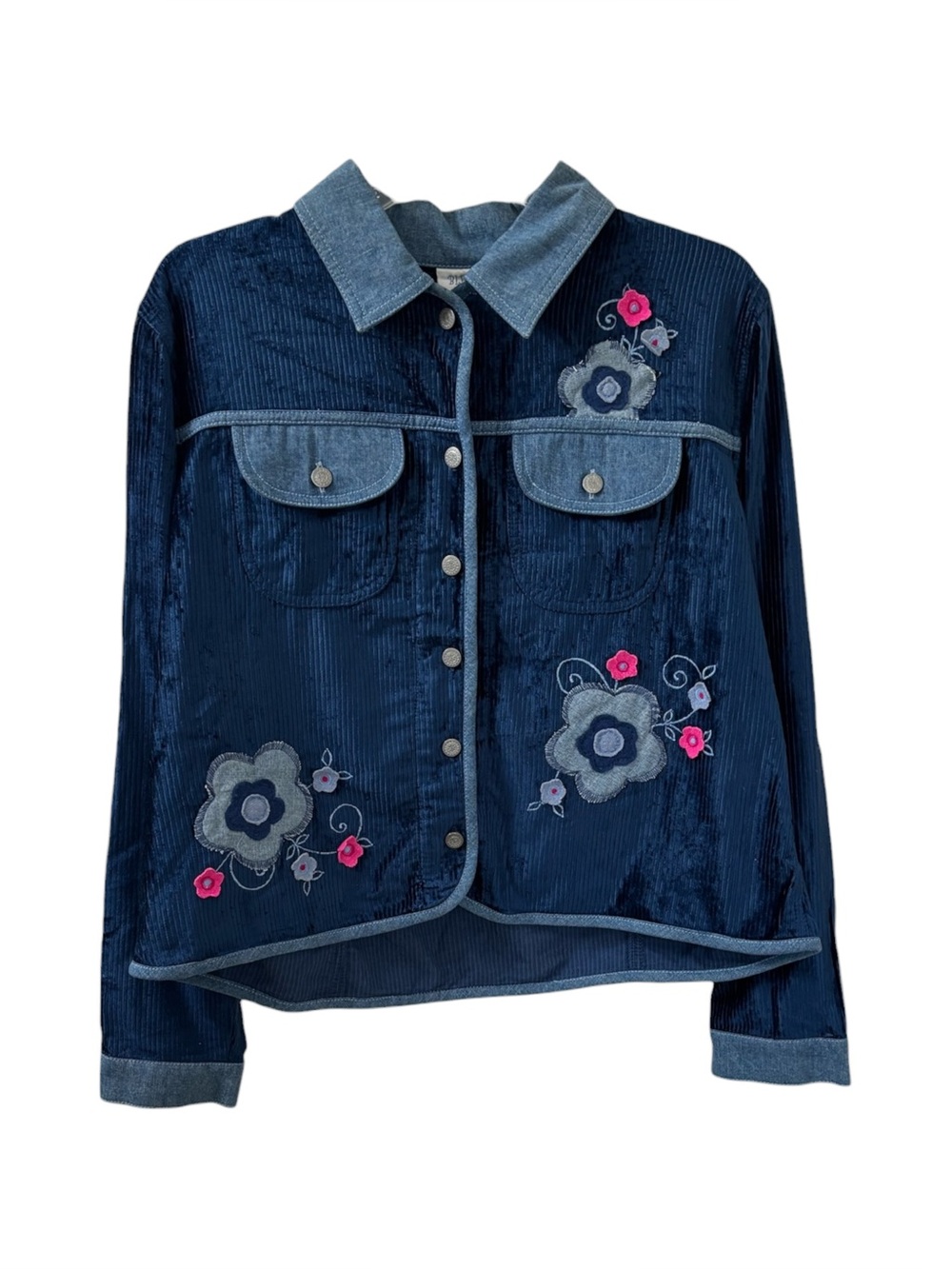 Bleu Bayou Corduroy Embellished Shacket Overshirt Women's Size Large